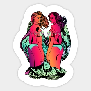 Blue Red Blend Gemini Beauty Sticker